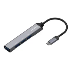 AISENS HUB USB 3.1 USB-C - USB-C MACHO A 4XTIPO A HEMBRA - 10CM - COLOR GRIS