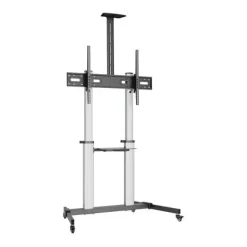 AISENS PRO SOPORTE DE SUELO CON RUEDAS PARA TV 60?-100? - ALUMINIO ALTA RESISTENCIA - VESA MAXIMO 1000X600MM - CARGA MAXIMA 100KG - INCLINACION -10º/+5º - ALTURA AJUSTABLE - COLOR NEGRO/PLATA