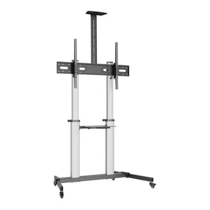 AISENS PRO SOPORTE DE SUELO CON RUEDAS PARA TV 60?-100? - ALUMINIO ALTA RESISTENCIA - VESA MAXIMO 1000X600MM - CARGA MAXIMA 100KG - INCLINACION -10º/+5º - ALTURA AJUSTABLE - COLOR NEGRO/PLATA