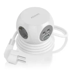 AISENS REGLETA DE ENCHUFES SOBREMESA MULTIFUNCION CON 3 TOMAS + 2XUSB-C - 2XUSB-A - 1.4M - COLOR BLANCO