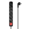 AISENS REGLETA MULTIPLE DE 6 TOMAS CON INTERRUPTOR CON CABLE 3×1.5MM2 - 1.4M - COLOR NEGRO