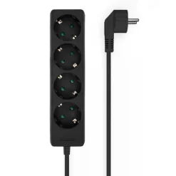 AISENS REGLETA MULTIPLE DE 4 TOMAS SIN INTERRUPTOR CON CABLE 3×1.5MM2 - 1.4M - COLOR NEGRO