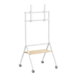 AISENS SOPORTE DE SUELO ECO CON RUEDA - 1 BANDEJA PARA PANTALLA INTERACTIVA/TV 80KG DE 37-86 - COLOR BLANCO/MADERA
