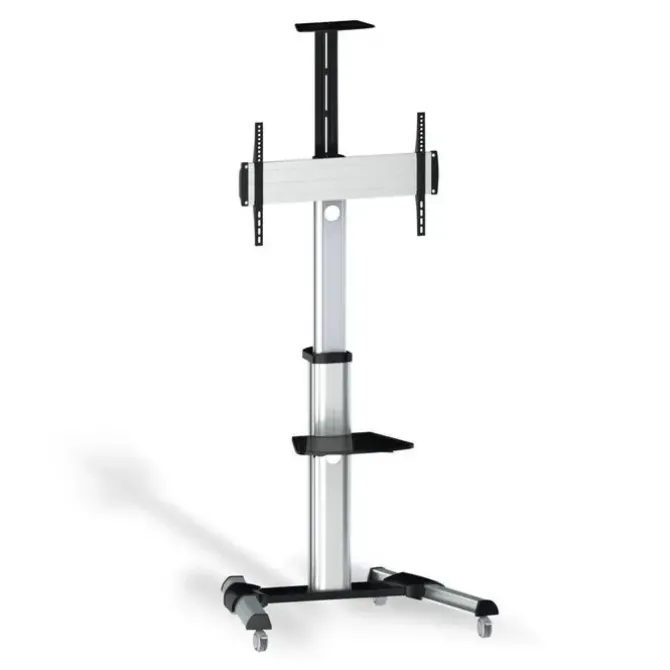 AISENS SOPORTE DE SUELO ECO CON RUEDAS - BANDEJA PARA DVD Y SOPORTE DE CAMARA (TV DE 37?-70?) - COLOR PLATA