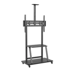 AISENS SOPORTE DE SUELO ECO CON RUEDA - BANDEJA PARA DVD Y SOPORTE DE CAMARA PARA MONITOR/TV 150KG DE 37-100 - COLOR NEGRO