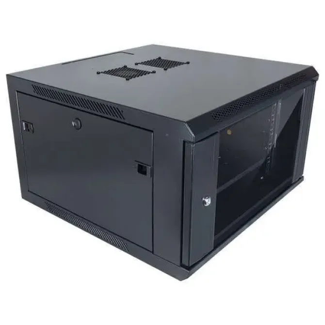 AITEN DATA AI6609 ARMARIO MURAL 9U FONDO 600 - PUERTA DE CRISTAL - CERRADURA DE SEGURIDAD - INCLUYE BANDEJA FIJA Y VENTILADOR 120MM - COLOR NEGRO