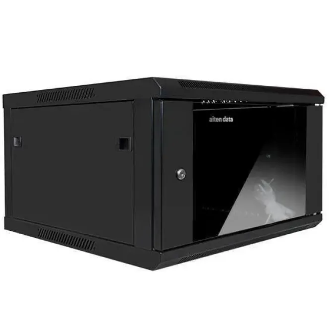 AITEN DATA AI6418S ARMARIO MURAL 18U FONDO 450 - PUERTA DE CRISTAL - CERRADURA DE SEGURIDAD - SIN ACCESORIOS - COLOR NEGRO