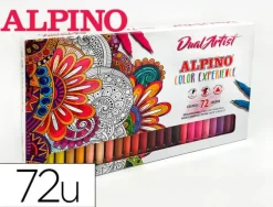 ALPINO DUAL ARTIST COLOR EXPERIENCE PACK DE 72 ROTULADORES - DOBLE PUNTA PARA DIBUJOS MAS COMPLETOS - FORMA TRIANGULAR ERGONOMICA - PUNTA FINE LINER DE 0.7MM Y PUNTA PINCEL DE 2.9MM - COLORES SURTIDOS