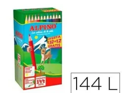 ALPINO FESTIVAL PACK DE 144 LAPICES DE COLORES - MINA DE 3MM - IDEAL PARA TODA LA CLASE - COLORES SURTIDOS