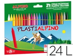 ALPINO PACK DE 24 CERAS PLASTIALPINO PARA NIÑOS - MATERIAL RESISTENTE Y NO MANCHA - COLORES BRILLANTES - COLORES SURTIDOS