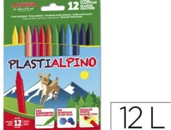 ALPINO PACK DE 12 CERAS PLASTIALPINO PARA NIÑOS - MATERIAL RESISTENTE - NO MANCHAN - COLORES BRILLANTES - COLORES SURTIDOS