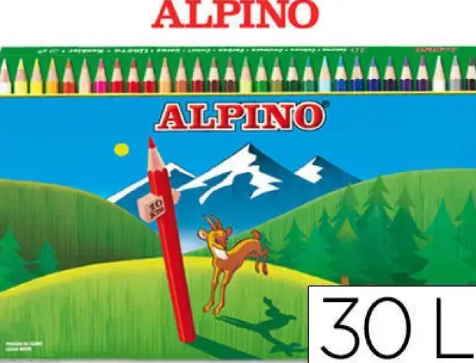 ALPINO PACK DE 30 LAPICES DE COLORES CREATIVOS - MINA DE 3MM - RESISTENTE A LA ROTURA - HEXAGONAL - BANDEJA EXTRAIBLE - COLORES VIVOS Y BRILLANTES SURTIDO