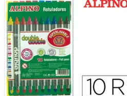 ALPINO PACK DE 12 ROTULADORES DOUBLE DOUBLE 10+2 - ROTULADORES DE DOBLE PUNTA - COLORES SUPERBRILLANTES - TINTA SUPERLAVABLE - IDEAL PARA TRABAJOS ESCOLARES Y DIBUJOS - COLORES SURTIDOS