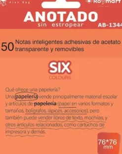 ANOTADO BLOC DE NOTS QUITA Y PON NARANJA TRANSPARERNTE 76X76 50HOJAS