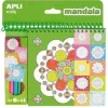 APLI BLOC DE DIBUJOS CON MANDALAS Y LAPICES DE COLORES - 20 PAGINAS - 5 LAPICES - IDEAL PARA VIAJES - ESTIMULA CREATIVIDAD Y CONCENTRACION