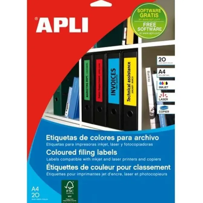 APLI ETIQUETA ADHES. APLI A4 190X61 VERP25 01377 MAK255078