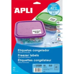 #APLI ETIQUETA BLANCA PARA CONGELADOR ADHESIVA REMOVIBLE 63.5X38.1 C/ROMO 010 HOJAS 12328