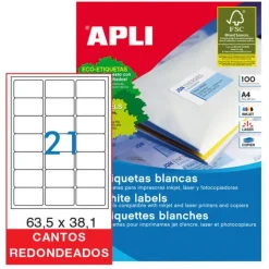 APLI ETIQUETAS APLI A4 63,5X38 C/ROMO 100H 02414 MAK029817