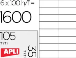 APLI ETIQUETAS APLI A4 105X35 100H 01287 MAK001268