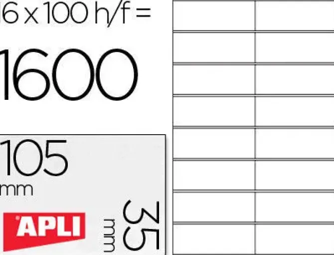 APLI ETIQUETAS APLI A4 105X35 100H 01287 MAK001268
