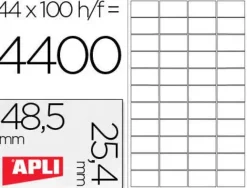 APLI ETIQUETAS APLI A4 48,5X25,4 100H 1285 MAK029844