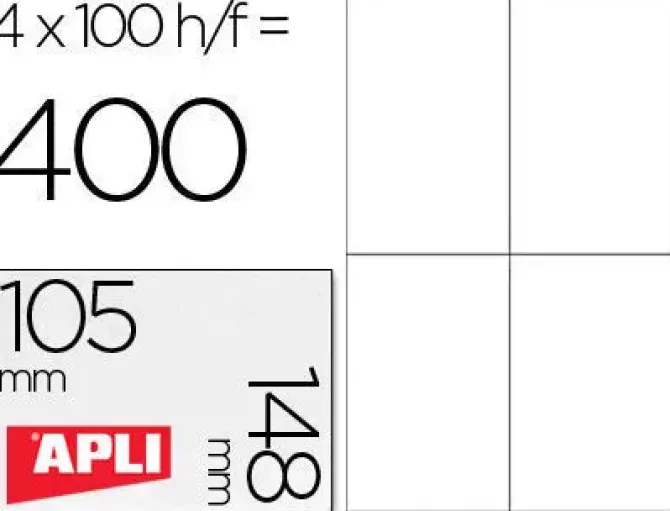 APLI ETIQUETAS APLI A4 105X148 100H 1280 MAK001264