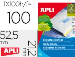 APLI ETIQUETAS APLI A4 52,5X21,2 100H 01284 MAK028998