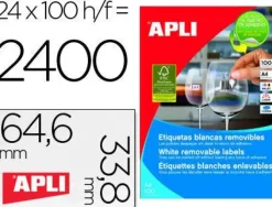 APLI ETIQUETAS APLI A4 64,6X33,8 REMV.100H 03056 MAK002073
