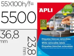 APLI ETIQUETAS APLI A4 36,8X23,8 REMV.100H 03051 MAK002068