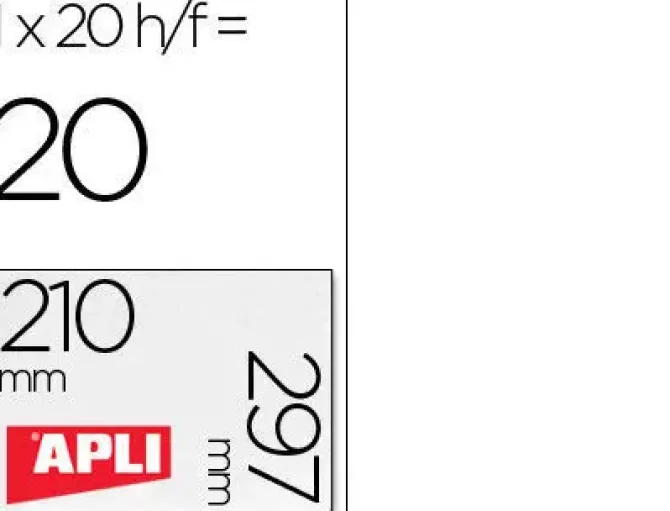 APLI ETIQUETAS APLI A4 210X297 TRANSP.20H 01225 MAK002083
