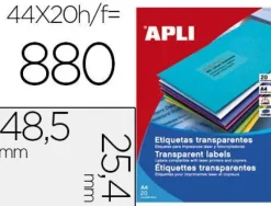 APLI ETIQUETAS APLI A4 48,5X25,4 TRANS.20H 1223 MAK002081