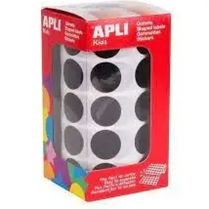 APLI GOMETS EN ROLLOS CIRCULO NEGRO 020MM 11492