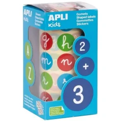 APLI GOMETS EN ROLLOS LETRAS MINUSCULAS COLORES REDONDOS 20MM AP16798