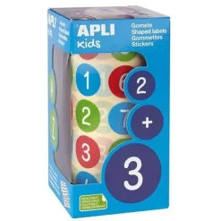 APLI GOMETS EN ROLLOS NUMEROS COLORES REDONDOS 20MM AP15127