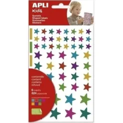 APLI GOMETS REMOVIBLES ESTRELLAS COLORES VARIOS TAMAÑOS 6 HOJAS 624 UNIDADES AP19453