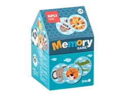APLI JUEGO DE MEMORIA INFANTIL - 24 PIEZAS Ø 8 CM - DIBUJOS DE ANIMALES DIVERTIDOS - CAJA EN FORMA DE CASITA - RESISTENTES Y SEGURAS - MEJORA LA CONCENTRACION, MEMORIA Y HABILIDADES MATEMATICAS - AUTO
