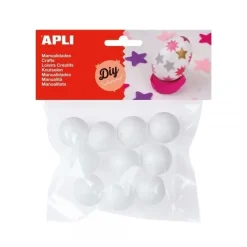 APLI PACK DE 10 BOLAS DE POREXPAN Ø 25 MM - COLOR BLANCO