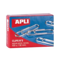 APLI PACK DE 100 CLIPS NIQUELADOS Nº2 32 MM