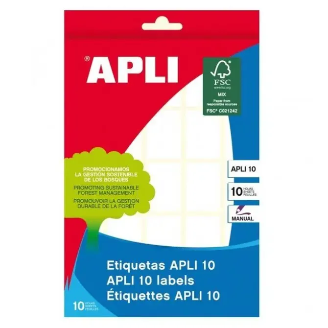 APLI PACK DE 250 ETIQUETAS PERMANENTES BLANCAS 19X27MM - APTAS PARA ESCRITURA MANUAL