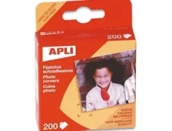 APLI PACK DE 200 FIJAFOTOS AUTOADHESIVOS 18 X 17 MM - SOLAPA TRIANGULAR PARA CANTOS DE LAS FOTOS - FACIL ADHERENCIA AL PAPEL