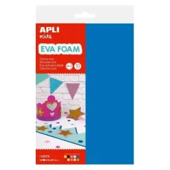 APLI PACK DE 10 GOMA EVA MULTICOLOR A4 - GROSOR 2 MM - IMPERMEABLE - MOLDEABLE AL CALOR - COLORES SURTIDOS