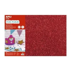 APLI PACK DE 3 GOMA EVA PURPURINA 600 X 400 MM - GROSOR 2 MM - IMPERMEABLE - MOLDEABLE AL CALOR - COLOR ROJO