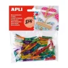 APLI PACK DE 45 MINI PINZAS DE MADERA NATURAL 25 X 3 MM - COLORES SURTIDOS