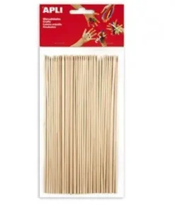 APLI PACK DE 50 PALOS DE MADERA NATURAL 200 X 3 MM - COLOR MADERA