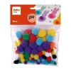 APLI PACK DE 78 POMPONES - MEDIDAS SURTIDAS Ø 8 MM, Ø 10 MM, Ø 12 MM, Ø 15 MM Y Ø 20 MM - COLORES SURTIDOS