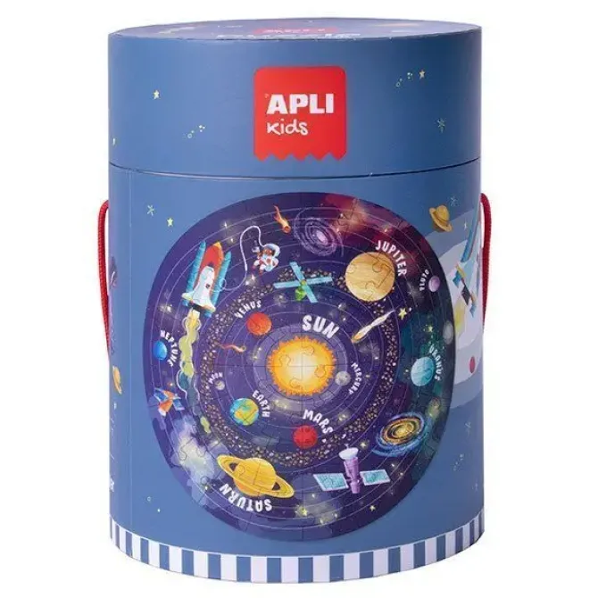 APLI PUZZLE CIRCULAR DEL SISTEMA SOLAR DE 48 PIEZAS - TAMAÑO Ø50CM - POSTER PARA FACILITAR MONTAJE - RECOMENDADO PARA NIÑOS A PARTIR DE 5 AÑOS