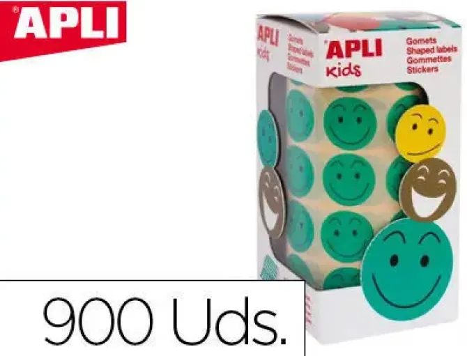 APLI ROLLO GOMETS MR.SMILEY 20MM VEDES SONRIENTES 900U. REF.14373