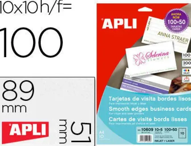 APLI TARJETA VISITA APLI A4 200G 15H/150U 106093 MAK002583