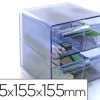 ARCHIVO 2000 CUBO ORGANIZADOR CON 4 CAJONES PEQUEÑOS DE COLOR AZUL TRANSLÚCIDO REF.6704AZ CS71978