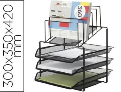 BANDEJA CLASIFICADORA SOBRES Q-CONNECT KF17296 METALICA REJILLA NEGRA 3 BANDEJAS 300X350X420 MM